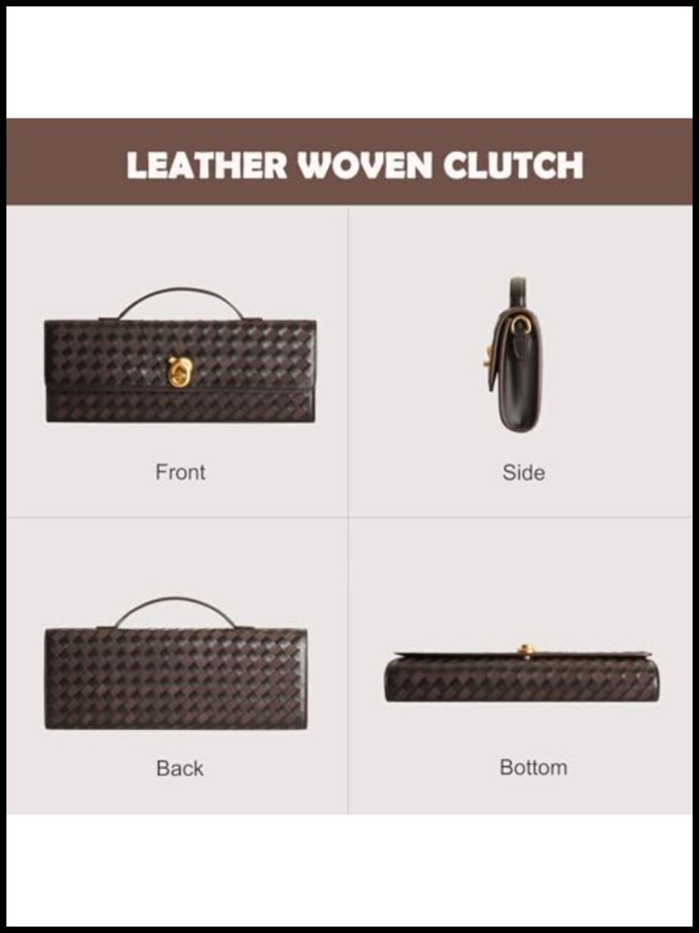 Woven Clutch Purses for Women, Leather Evening Clutch, Handmade Woven Shoulder - Picture 4 of 4